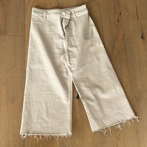 Zara The Marine Bermuda Wide-Leg Frayed Hem Pants